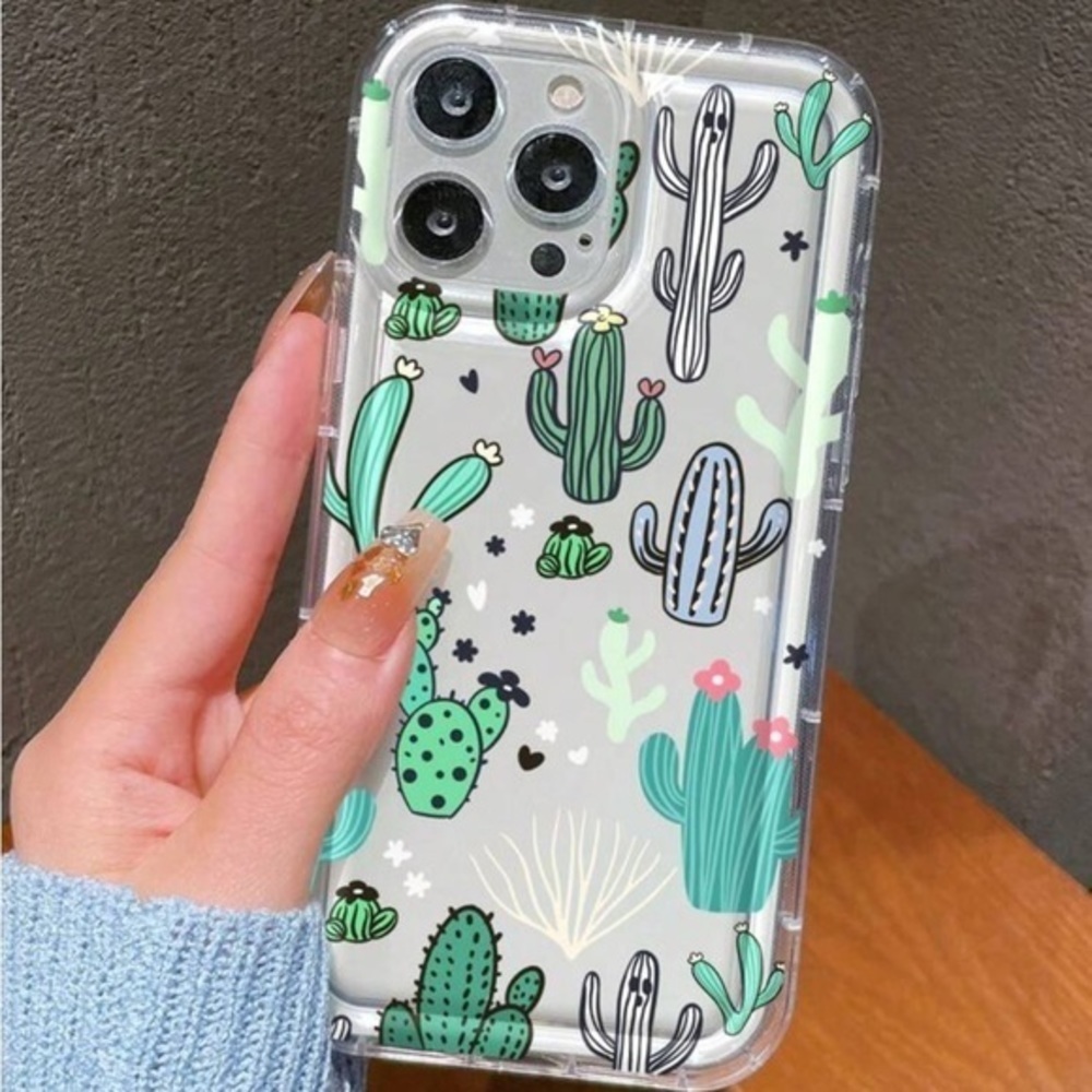 ⚠️Clearance🫧iPhone 13/Pro/Pro Max Cute Clear Cactus iPhone Case Brand New - Picture 2 of 4